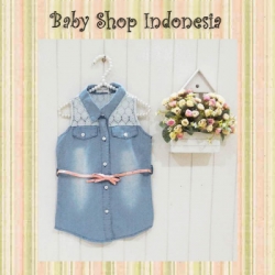 atasan anak import atasan anak denim baju denim anak lace  large